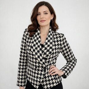 Anne Klein black & cream houndstooth blazer